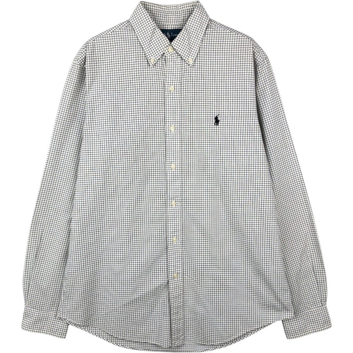 Ralph Lauren CUSTOM FIT long sleeve button down check shirt men's size M cotton white type Vintage Second Hand