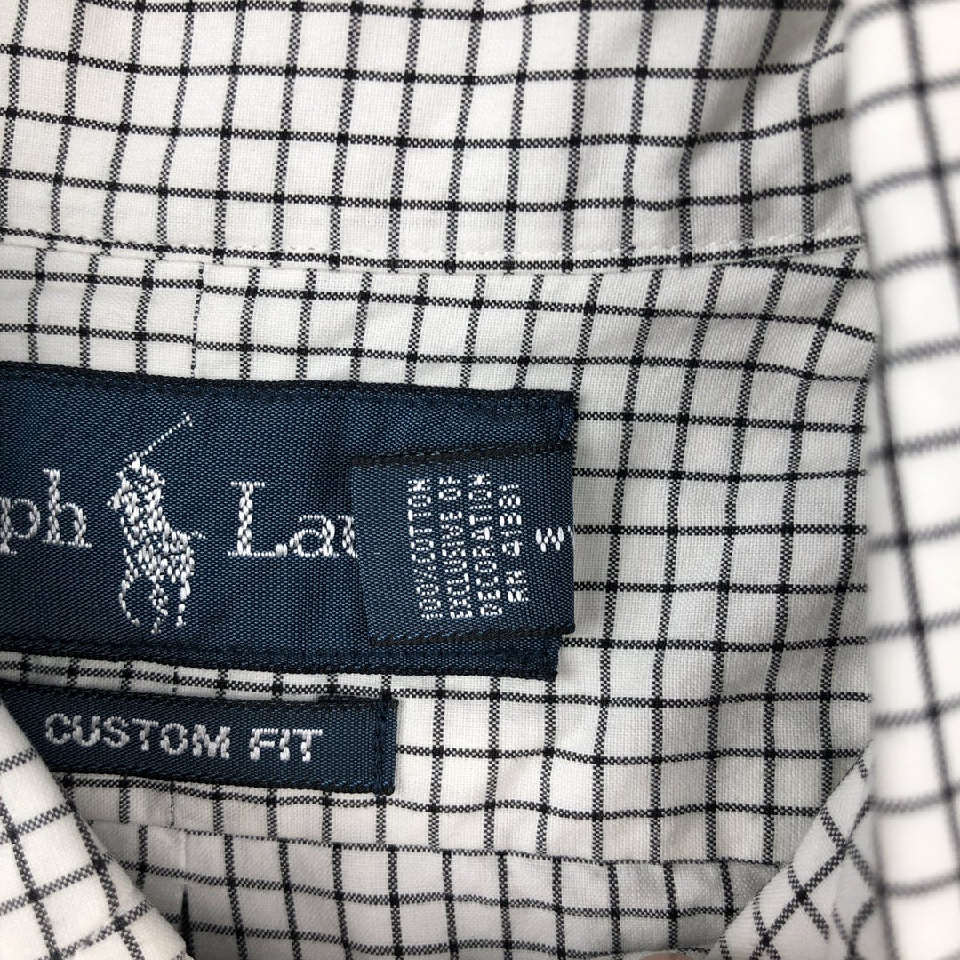 Ralph Lauren CUSTOM FIT long sleeve button down check shirt men's size M cotton white type Vintage Second Hand