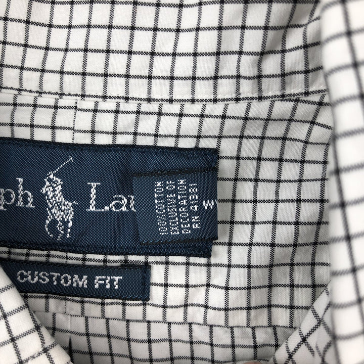 Ralph Lauren CUSTOM FIT long sleeve button down check shirt men's size M cotton white type Vintage Second Hand