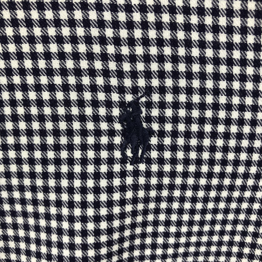 Ralph Lauren MCMEEL Gingham Check Long-Sleeve Button-Down Check Shirt, Men's Size XL (approx.) cotton navy blue type Vintage Second Hand