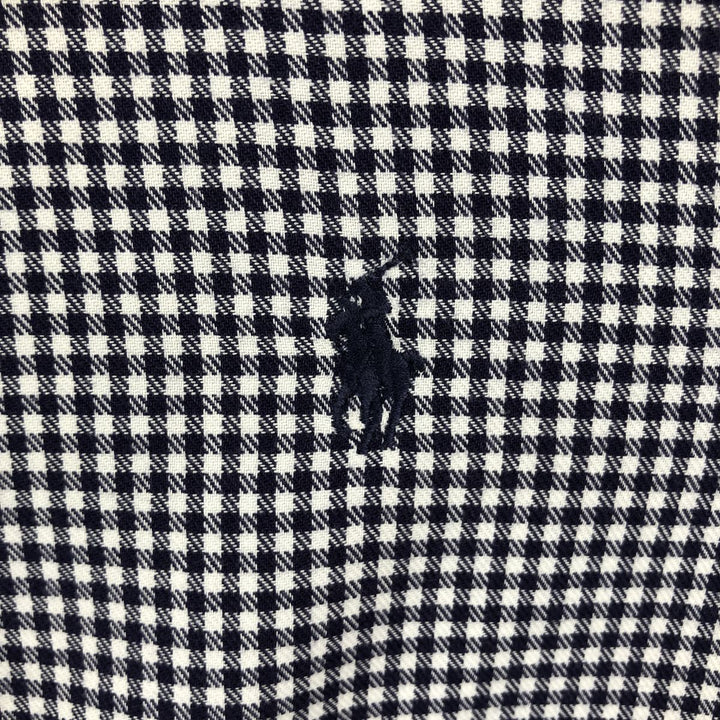 Ralph Lauren MCMEEL Gingham Check Long-Sleeve Button-Down Check Shirt, Men's Size XL (approx.) cotton navy blue type Vintage Second Hand
