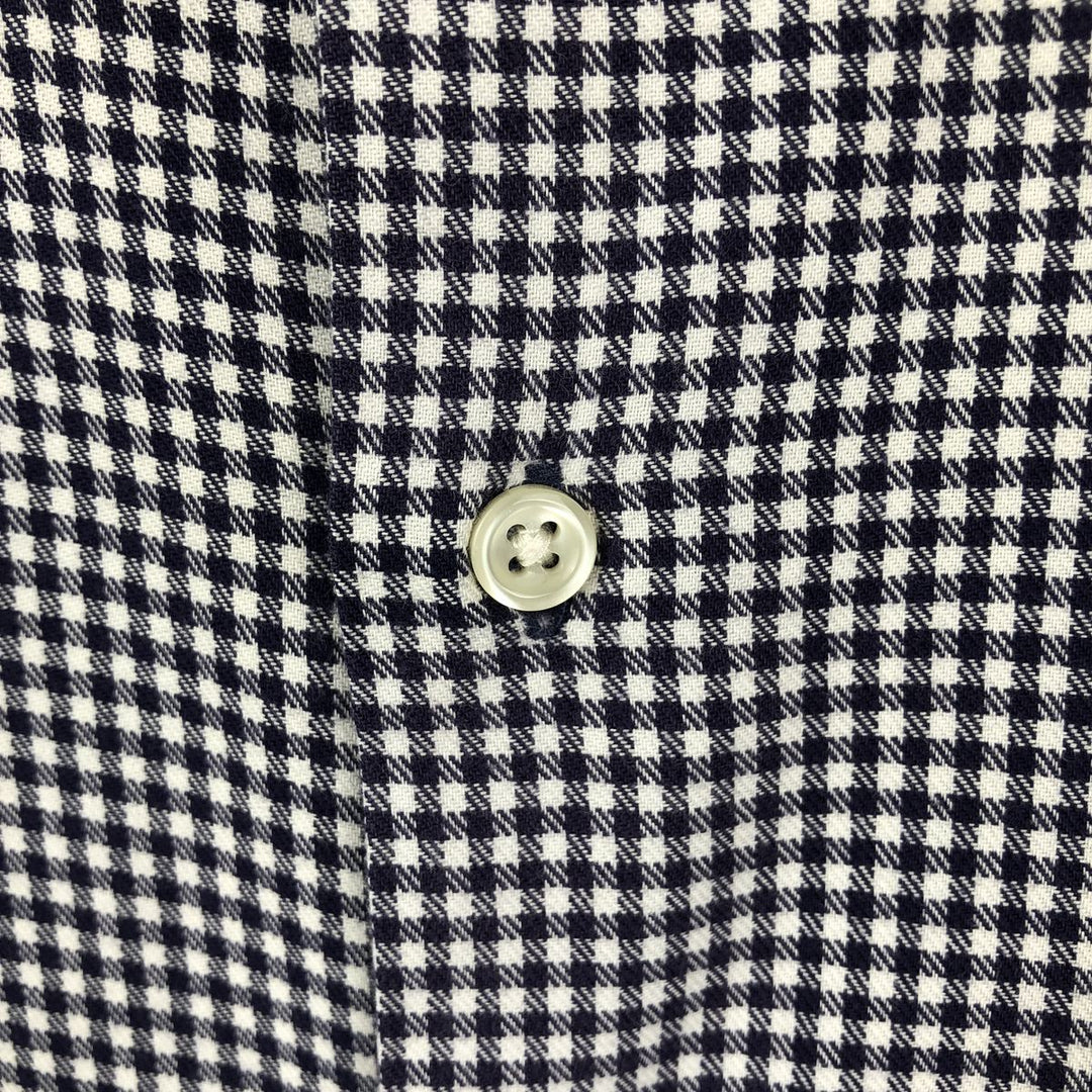 Ralph Lauren MCMEEL Gingham Check Long-Sleeve Button-Down Check Shirt, Men's Size XL (approx.) cotton navy blue type Vintage Second Hand