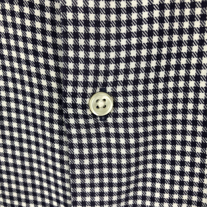 Ralph Lauren MCMEEL Gingham Check Long-Sleeve Button-Down Check Shirt, Men's Size XL (approx.) cotton navy blue type Vintage Second Hand