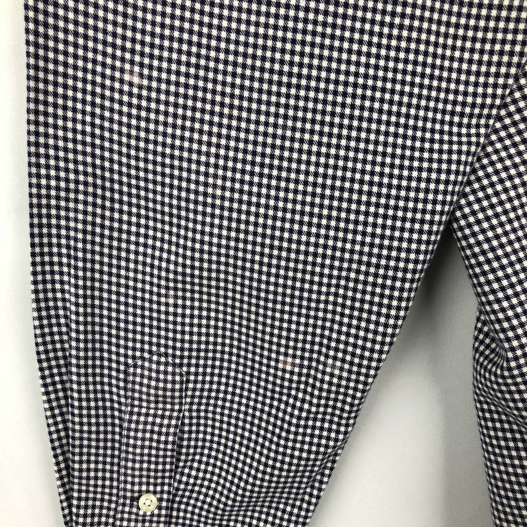 Ralph Lauren MCMEEL Gingham Check Long-Sleeve Button-Down Check Shirt, Men's Size XL (approx.) cotton navy blue type Vintage Second Hand