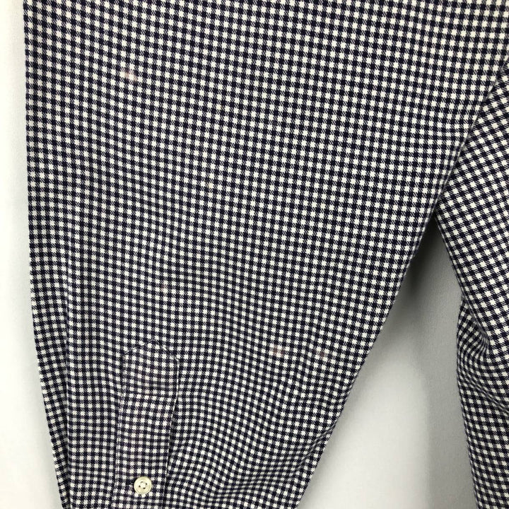 Ralph Lauren MCMEEL Gingham Check Long-Sleeve Button-Down Check Shirt, Men's Size XL (approx.) cotton navy blue type Vintage Second Hand