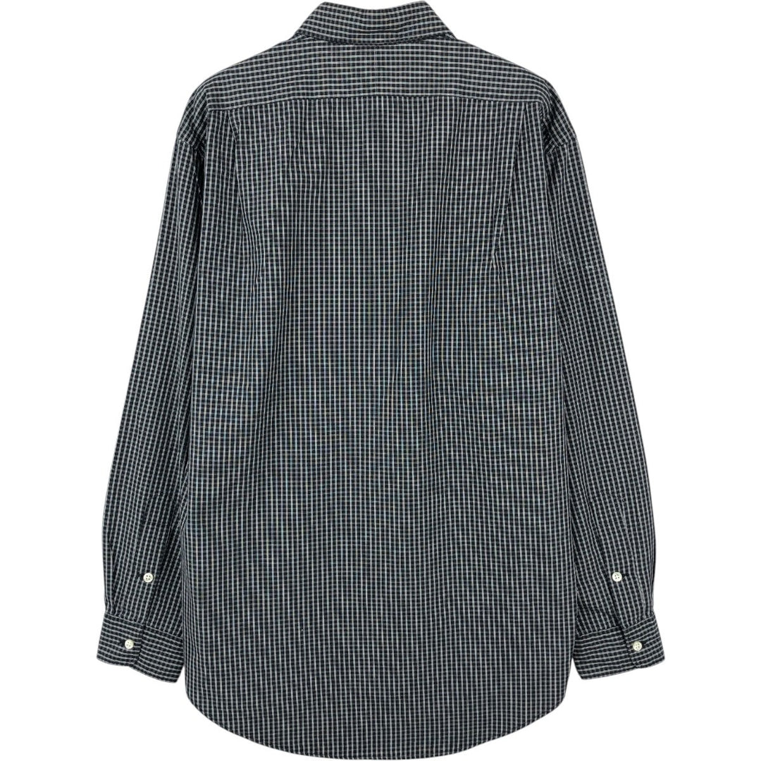 Ralph Lauren POLO by Ralph Lauren MARLOWE long-sleeved cotton check shirt, men's size M cotton navy blue type Vintage Second Hand