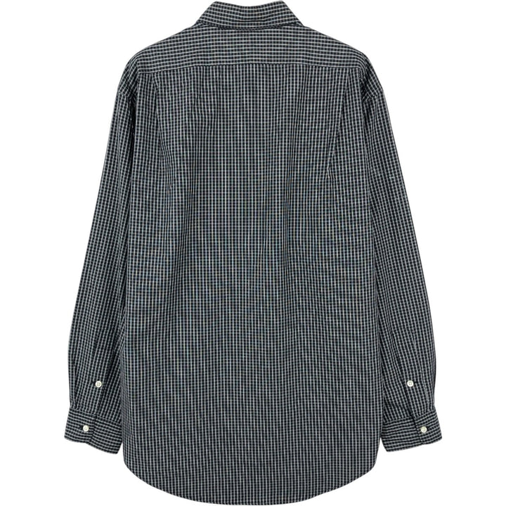 Ralph Lauren POLO by Ralph Lauren MARLOWE long-sleeved cotton check shirt, men's size M cotton navy blue type Vintage Second Hand