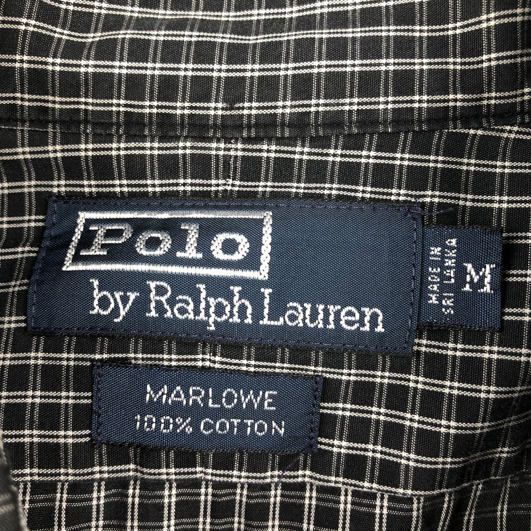 Ralph Lauren POLO by Ralph Lauren MARLOWE long-sleeved cotton check shirt, men's size M cotton navy blue type Vintage Second Hand