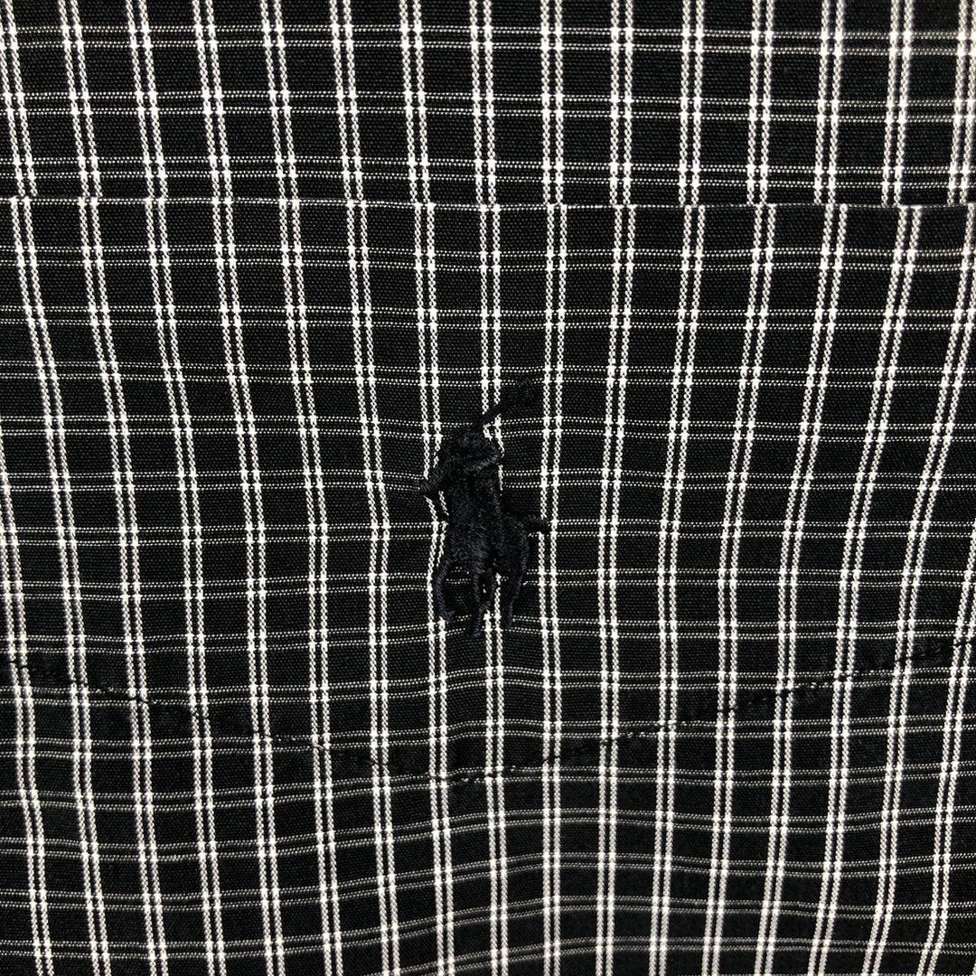 Ralph Lauren POLO by Ralph Lauren MARLOWE long-sleeved cotton check shirt, men's size M cotton navy blue type Vintage Second Hand
