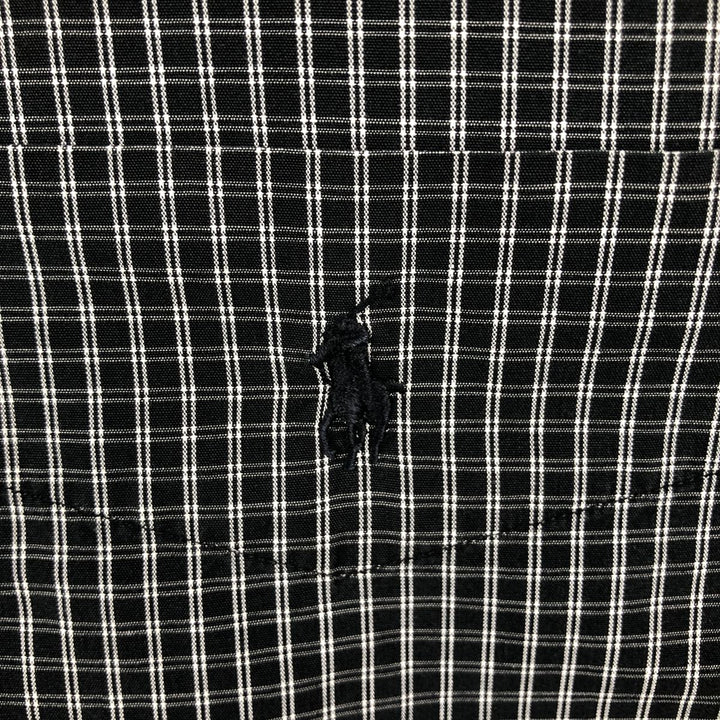 Ralph Lauren POLO by Ralph Lauren MARLOWE long-sleeved cotton check shirt, men's size M cotton navy blue type Vintage Second Hand