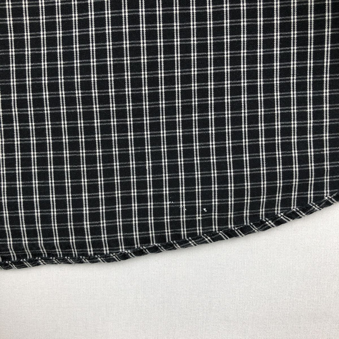 Ralph Lauren POLO by Ralph Lauren MARLOWE long-sleeved cotton check shirt, men's size M cotton navy blue type Vintage Second Hand
