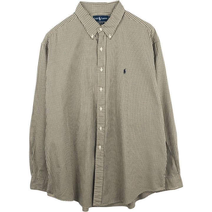 Ralph Lauren Classic Fit Long Sleeve Button Down Check Shirt Men's XXL cotton brown type Vintage Second Hand