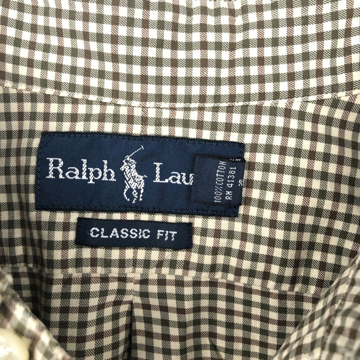 Ralph Lauren Classic Fit Long Sleeve Button Down Check Shirt Men's XXL cotton brown type Vintage Second Hand