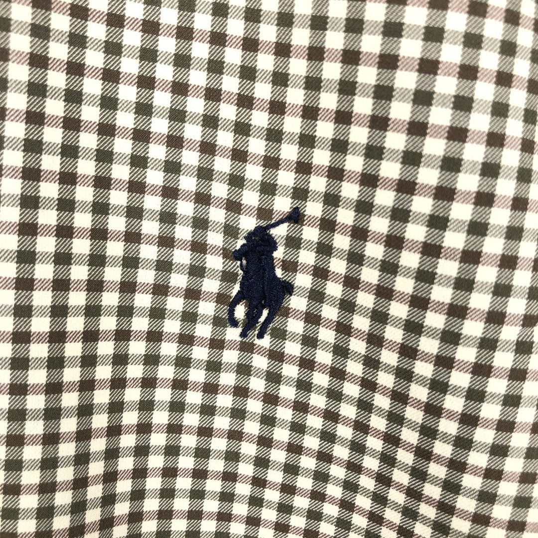 Ralph Lauren Classic Fit Long Sleeve Button Down Check Shirt Men's XXL cotton brown type Vintage Second Hand