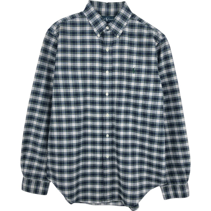 Ralph Lauren Classic Fit Long Sleeve Button Down Check Shirt Men's M cotton green type Vintage Second Hand