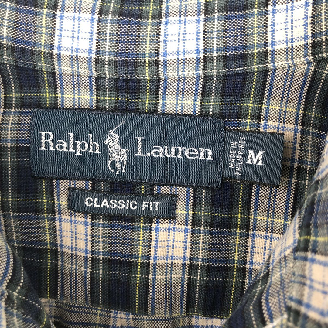 Ralph Lauren Classic Fit Long Sleeve Button Down Check Shirt Men's M cotton green type Vintage Second Hand