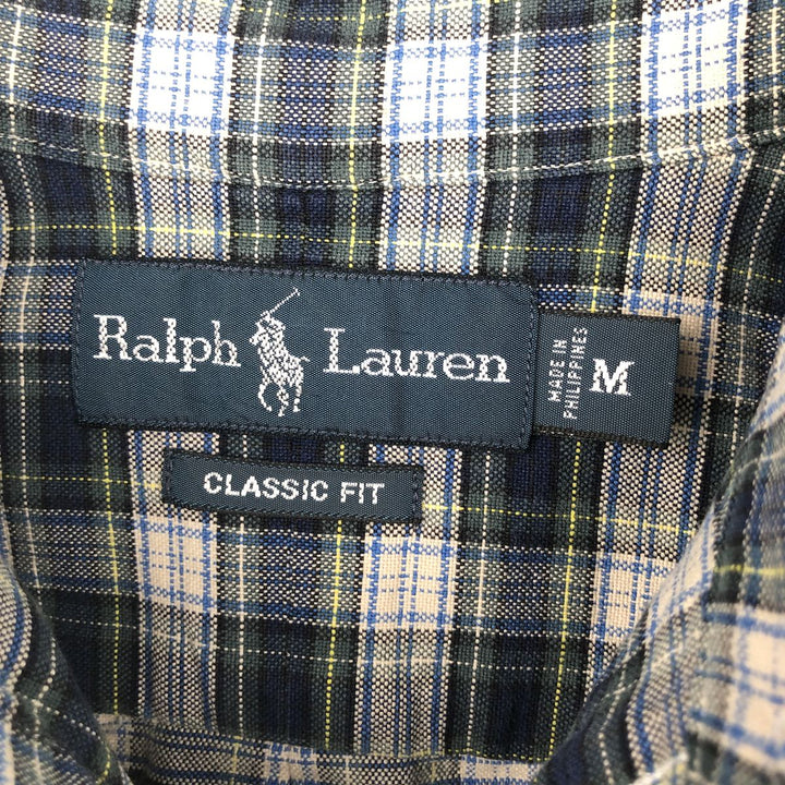 Ralph Lauren Classic Fit Long Sleeve Button Down Check Shirt Men's M cotton green type Vintage Second Hand