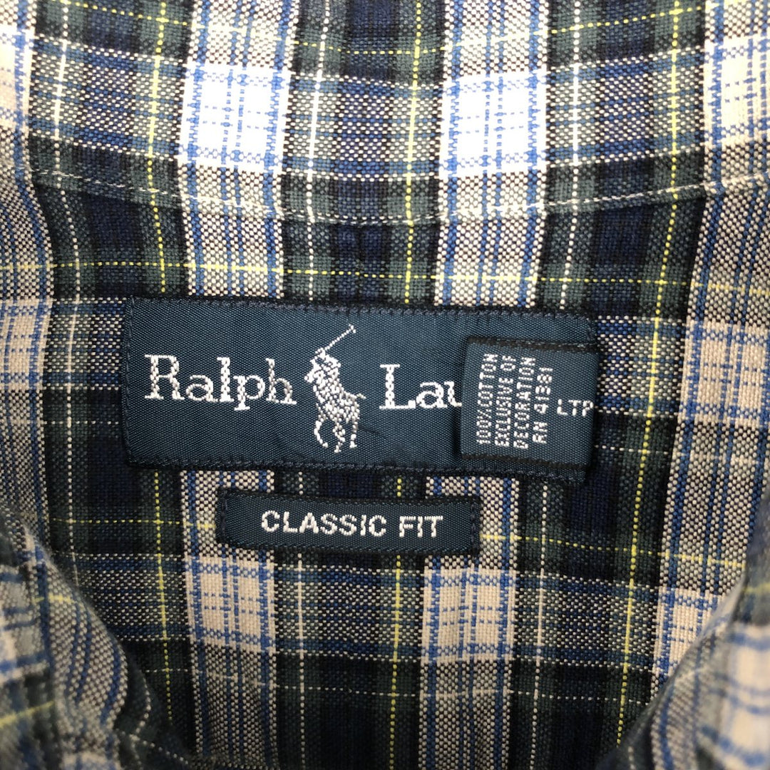 Ralph Lauren Classic Fit Long Sleeve Button Down Check Shirt Men's M cotton green type Vintage Second Hand