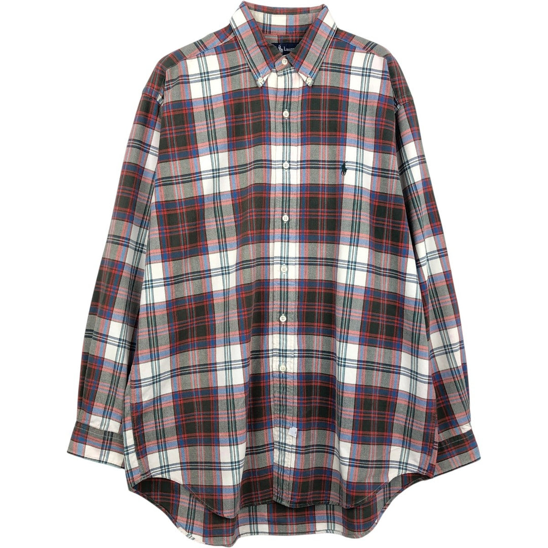 Ralph Lauren long sleeve button down check shirt, men's size L cotton red type Vintage Second Hand