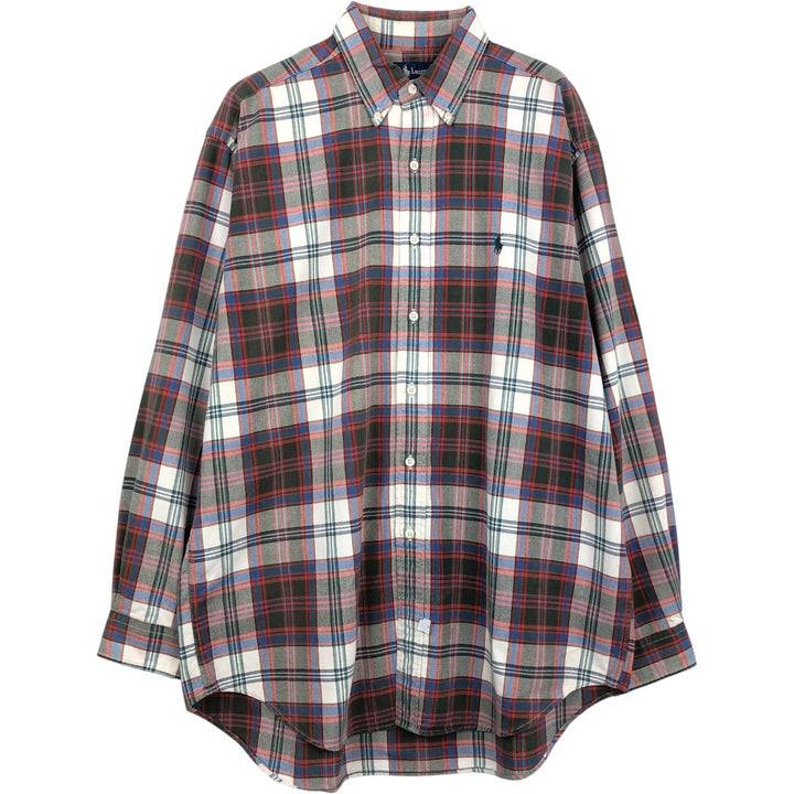 Ralph Lauren long sleeve button down check shirt, men's size L cotton red type Vintage Second Hand