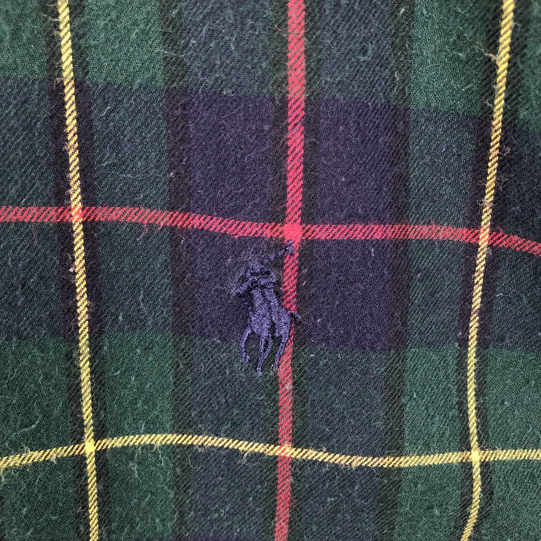 Ralph Lauren long sleeve button down check shirt, men's size L cotton Green type dark green Vintage Second Hand