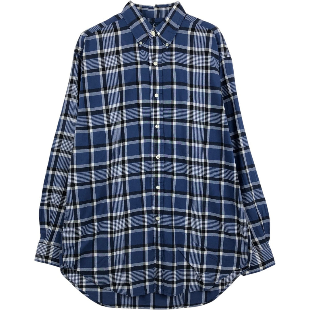 Ralph Lauren BLAKE long sleeve button down check shirt, men's size M cotton blue type Vintage Second Hand