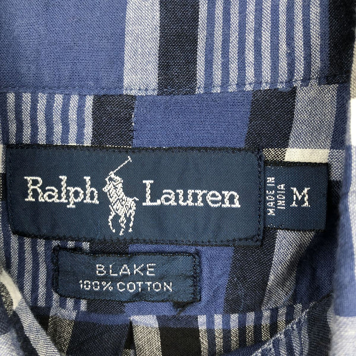 Ralph Lauren BLAKE long sleeve button down check shirt, men's size M cotton blue type Vintage Second Hand