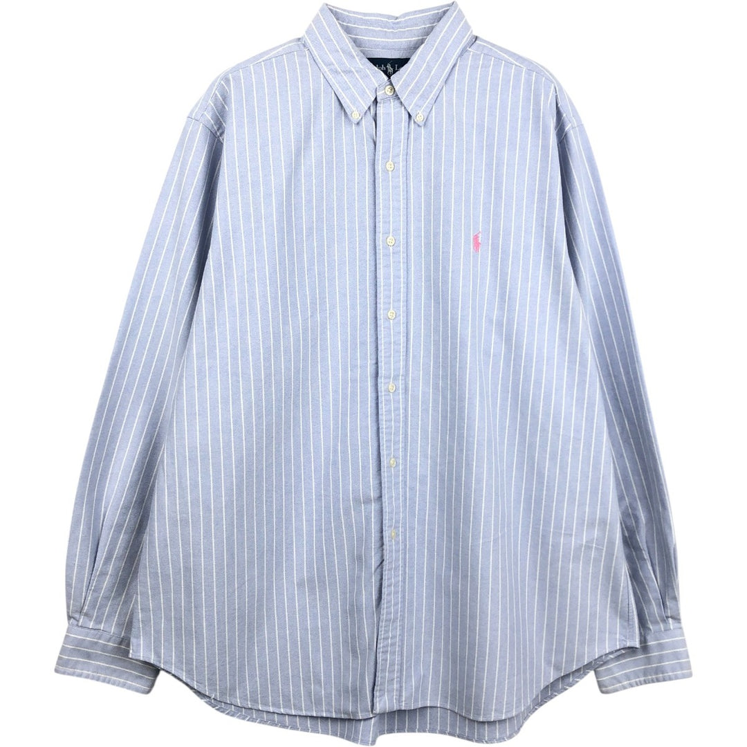 Ralph Lauren Classic Fit Long Sleeve Button Down Striped Shirt Men's XL cotton Blue type light blue Vintage Second Hand