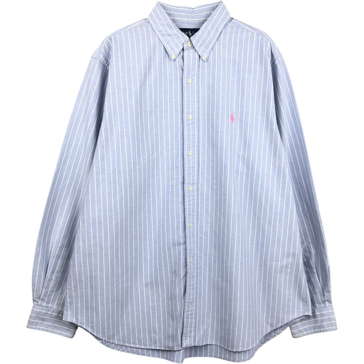 Ralph Lauren Classic Fit Long Sleeve Button Down Striped Shirt Men's XL cotton Blue type light blue Vintage Second Hand