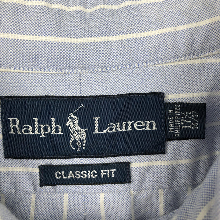 Ralph Lauren Classic Fit Long Sleeve Button Down Striped Shirt Men's XL cotton Blue type light blue Vintage Second Hand