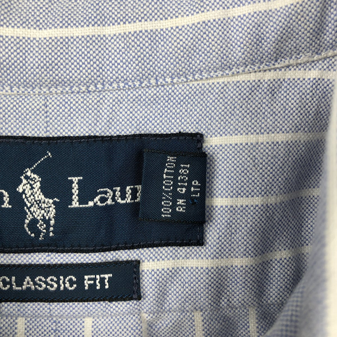 Ralph Lauren Classic Fit Long Sleeve Button Down Striped Shirt Men's XL cotton Blue type light blue Vintage Second Hand