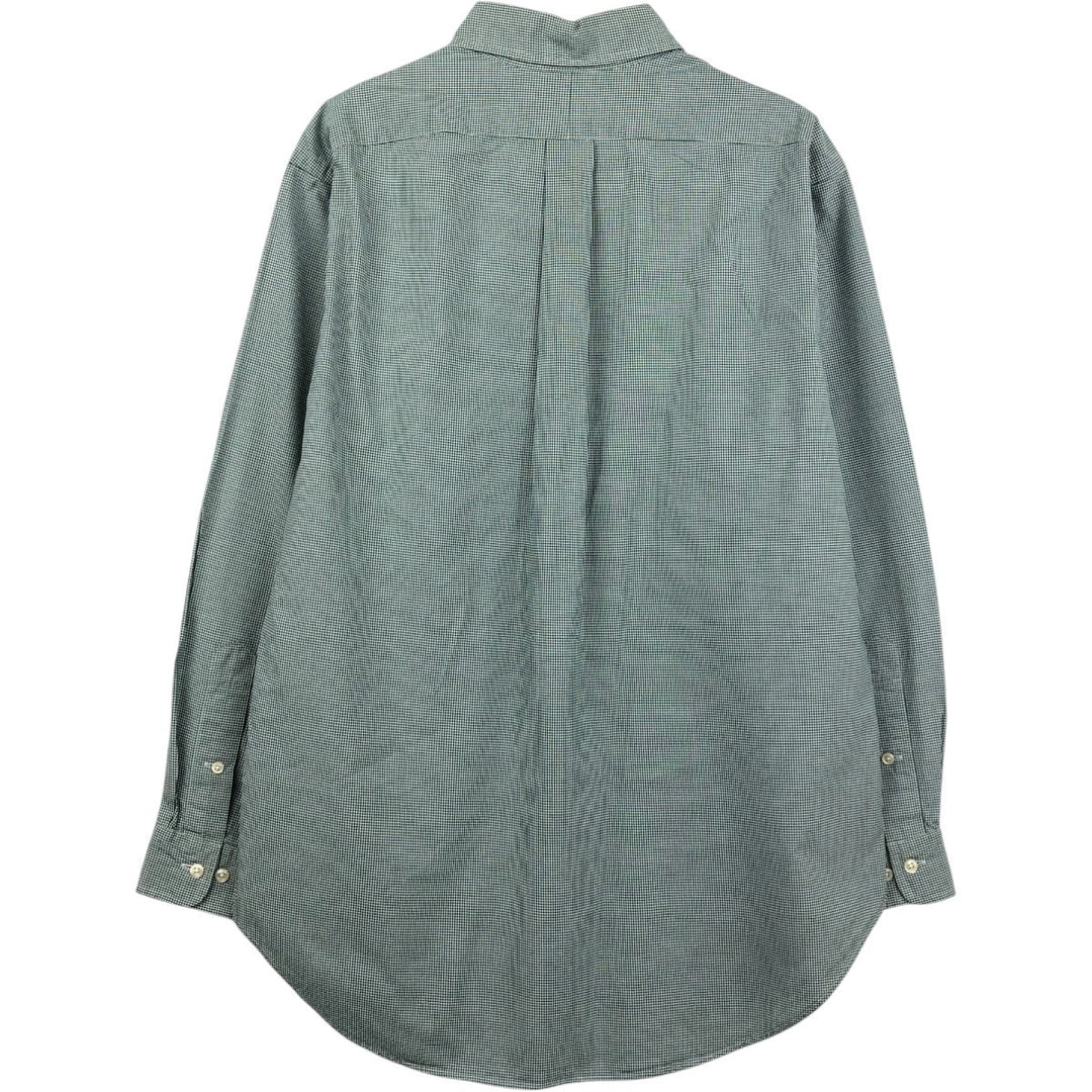 Ralph Lauren Classic Fit Gingham Check Long Sleeve Button-Down Check Shirt, Men's Size L cotton green type Vintage Second Hand