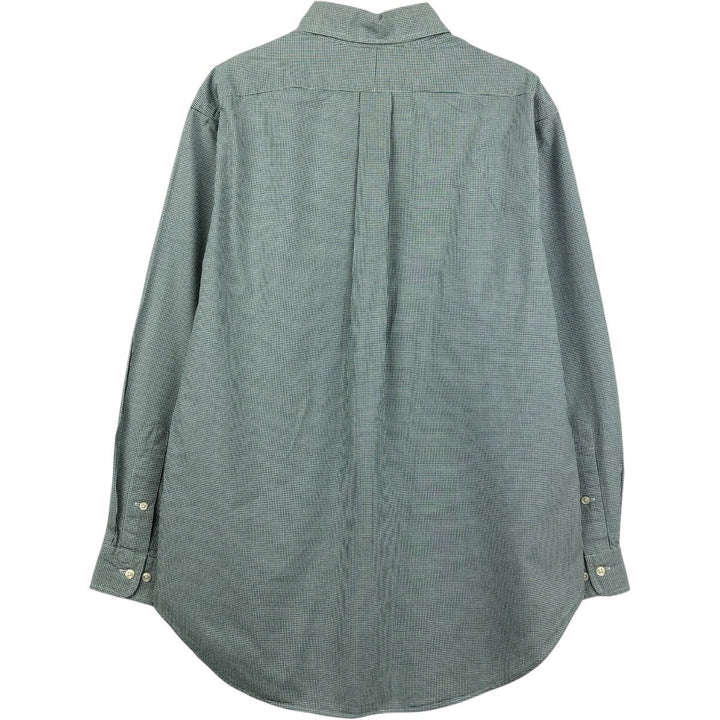 Ralph Lauren Classic Fit Gingham Check Long Sleeve Button-Down Check Shirt, Men's Size L cotton green type Vintage Second Hand
