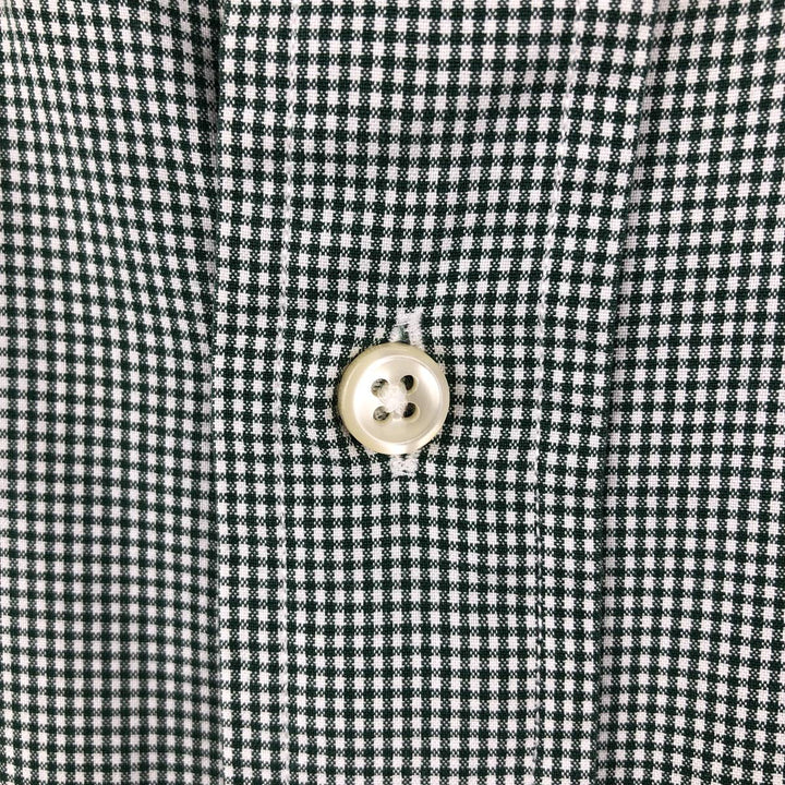 Ralph Lauren Classic Fit Gingham Check Long Sleeve Button-Down Check Shirt, Men's Size L cotton green type Vintage Second Hand