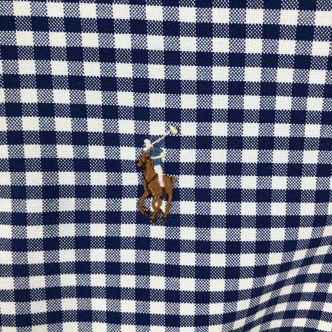 Ralph Lauren gingham check long sleeve button-down check shirt, men's size S cotton blue type Vintage Second Hand