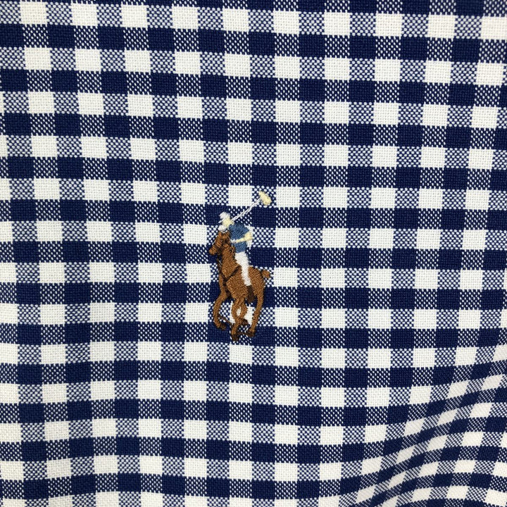 Ralph Lauren gingham check long sleeve button-down check shirt, men's size S cotton blue type Vintage Second Hand