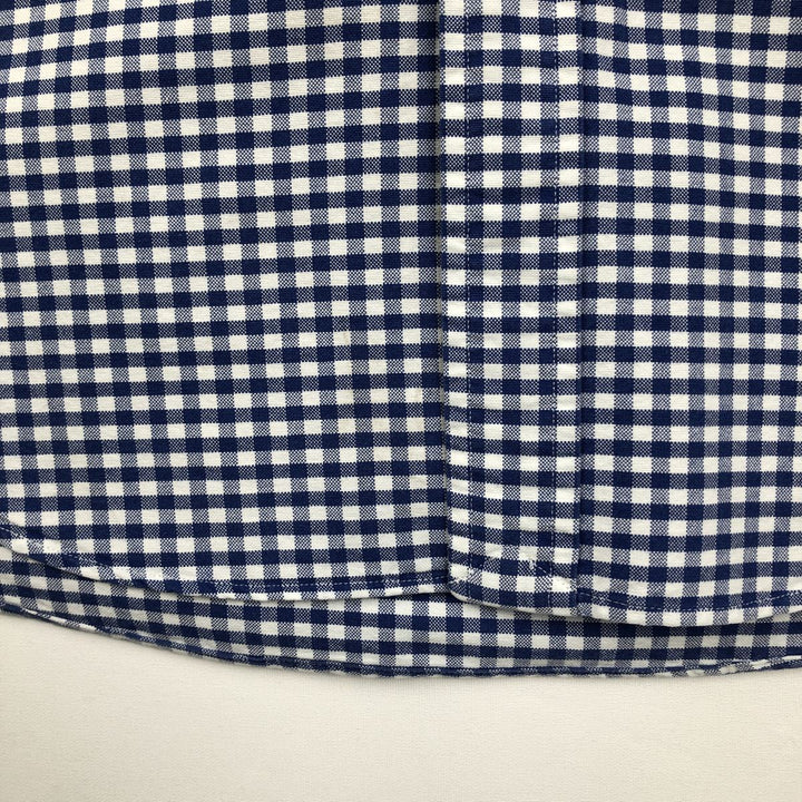 Ralph Lauren gingham check long sleeve button-down check shirt, men's size S cotton blue type Vintage Second Hand