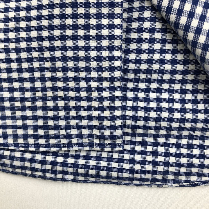 Ralph Lauren gingham check long sleeve button-down check shirt, men's size S cotton blue type Vintage Second Hand