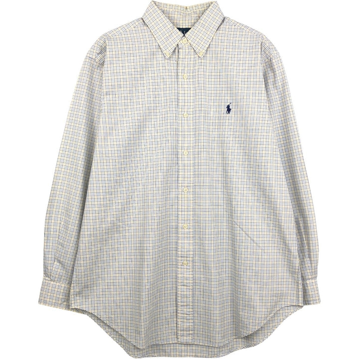 Ralph Lauren Classic Fit Long Sleeve Button Down Check Shirt Men's Size L cotton white type Vintage Second Hand