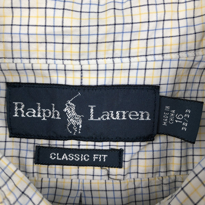 Ralph Lauren Classic Fit Long Sleeve Button Down Check Shirt Men's Size L cotton white type Vintage Second Hand