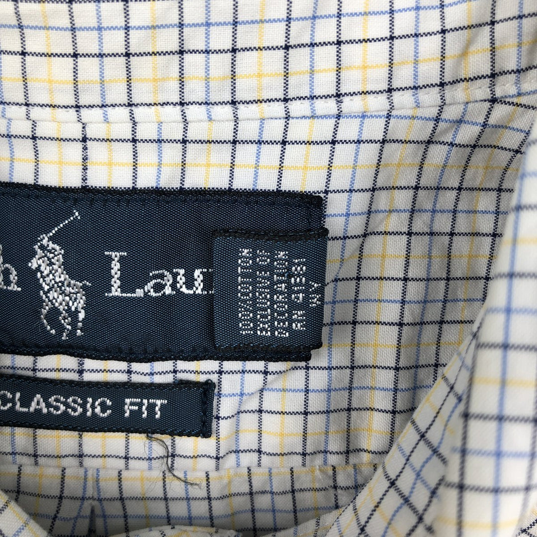 Ralph Lauren Classic Fit Long Sleeve Button Down Check Shirt Men's Size L cotton white type Vintage Second Hand