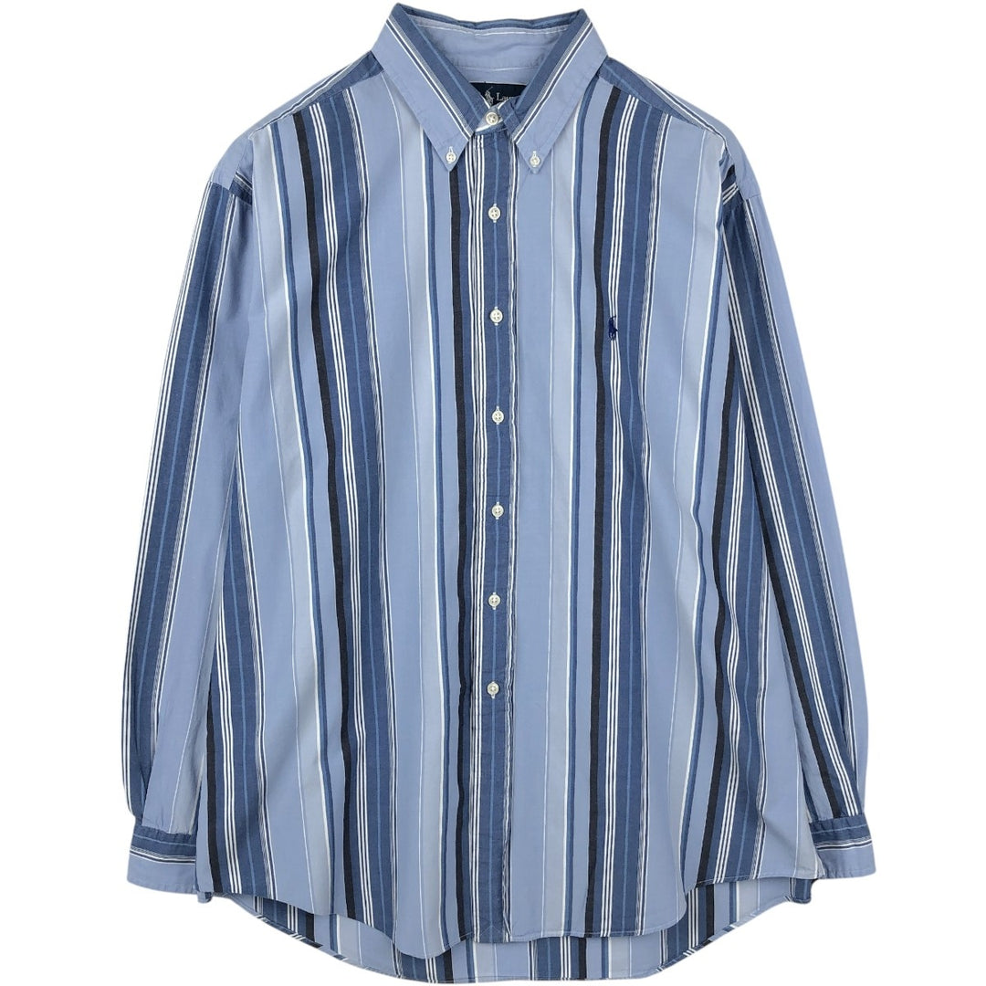 Ralph Lauren Classic Fit Multi-Stripe Long Sleeve Button-Down Striped Shirt, Men's XL cotton blue type Vintage Second Hand