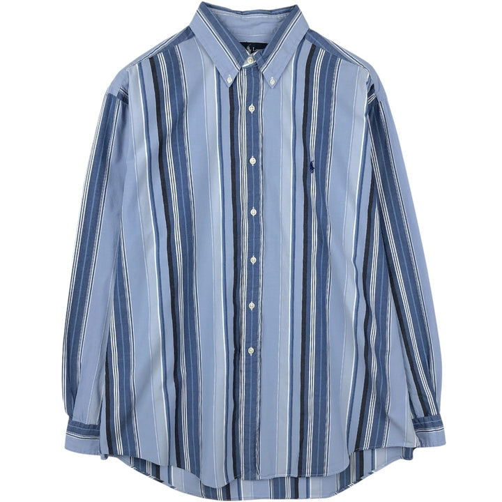 Ralph Lauren Classic Fit Multi-Stripe Long Sleeve Button-Down Striped Shirt, Men's XL cotton blue type Vintage Second Hand