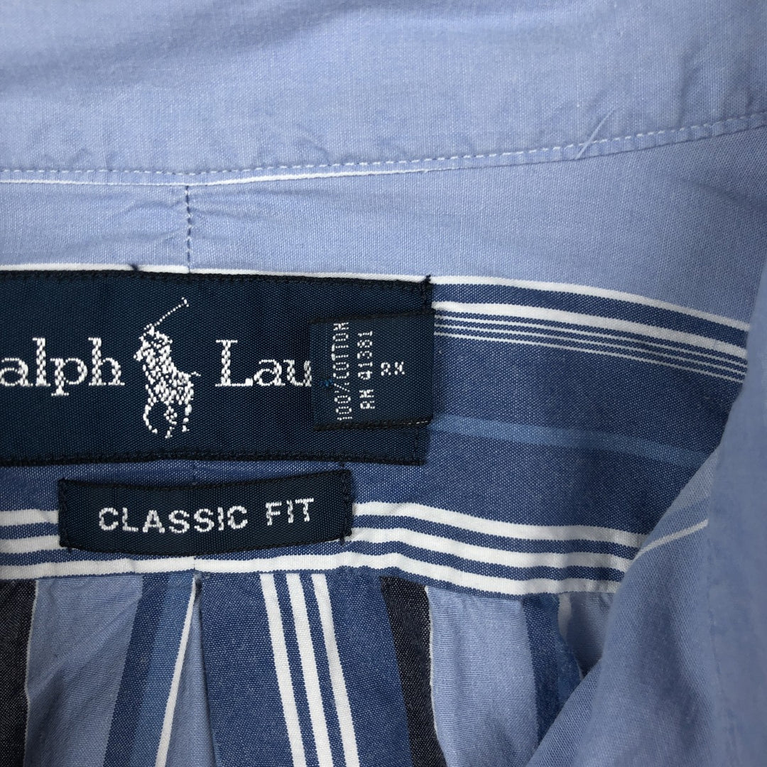 Ralph Lauren Classic Fit Multi-Stripe Long Sleeve Button-Down Striped Shirt, Men's XL cotton blue type Vintage Second Hand