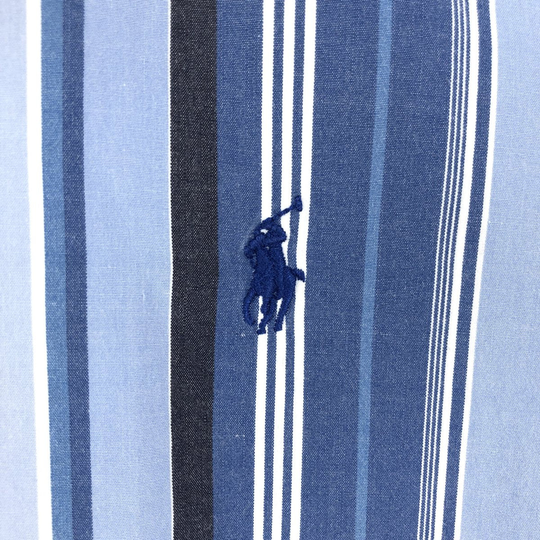 Ralph Lauren Classic Fit Multi-Stripe Long Sleeve Button-Down Striped Shirt, Men's XL cotton blue type Vintage Second Hand