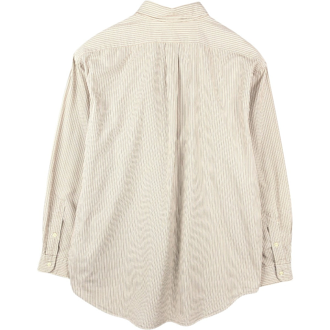 Ralph Lauren BLAKE Multi-Stripe Long Sleeve Button-Down Striped Shirt, Men's XL cotton Beige type Vintage Second Hand
