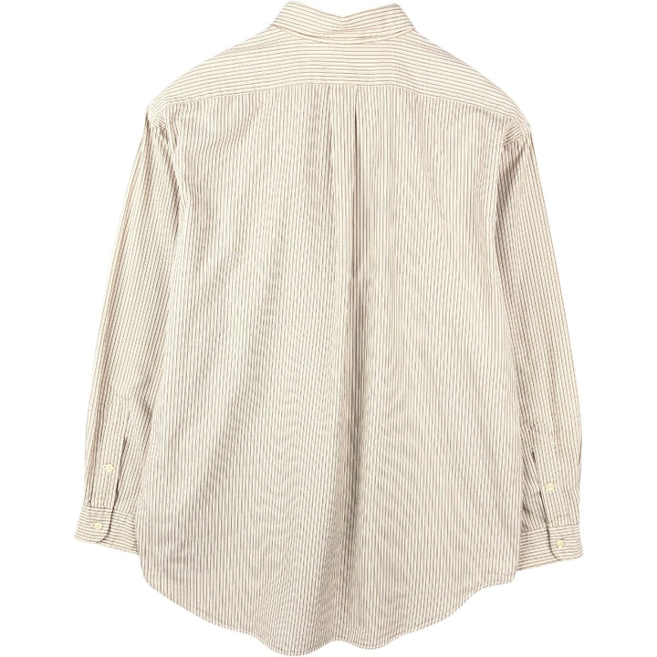 Ralph Lauren BLAKE Multi-Stripe Long Sleeve Button-Down Striped Shirt, Men's XL cotton Beige type Vintage Second Hand