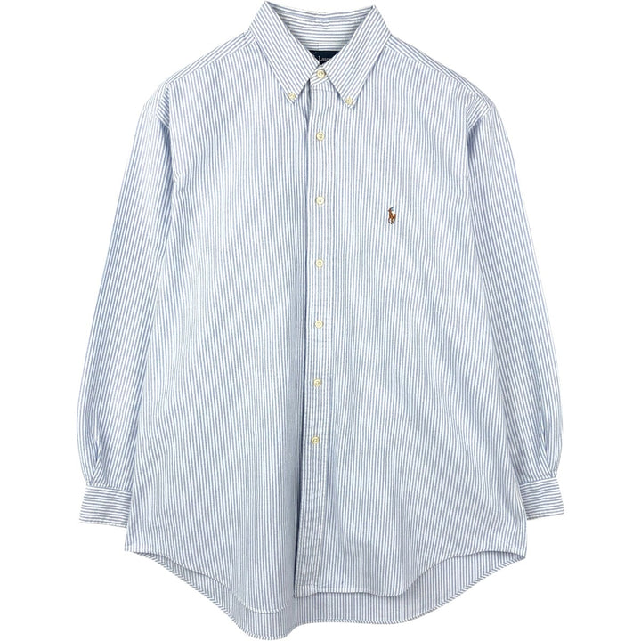 Ralph Lauren YARMOUTH Long Sleeve Button-Down Striped Shirt, Men's Size L cotton blue type Vintage Second Hand