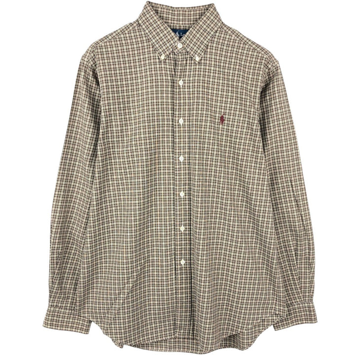 Ralph Lauren Classic Fit Long Sleeve Button Down Check Shirt Men's Size L cotton brown type Vintage Second Hand