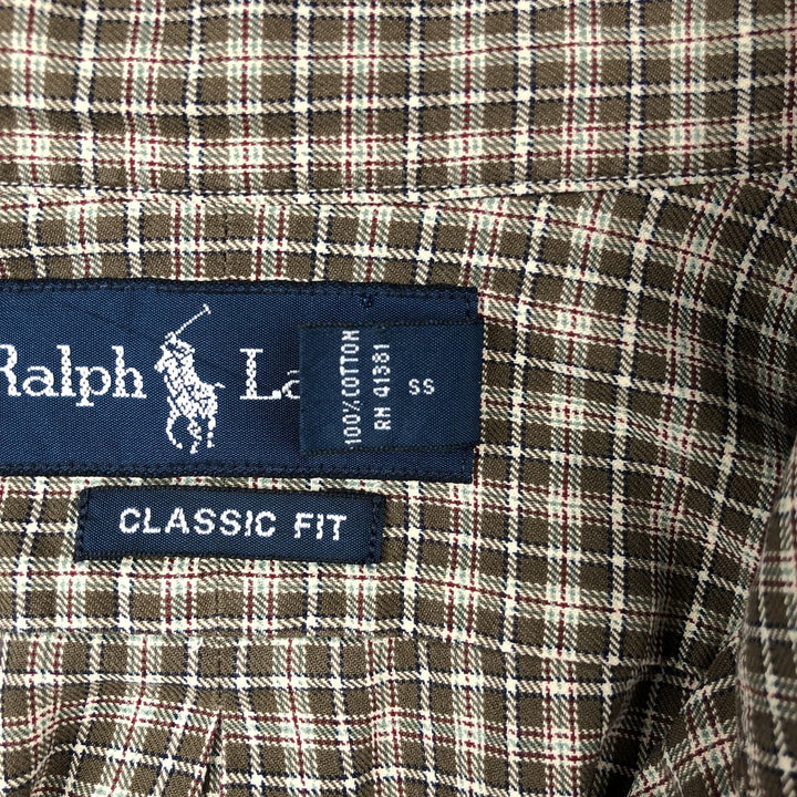 Ralph Lauren Classic Fit Long Sleeve Button Down Check Shirt Men's Size L cotton brown type Vintage Second Hand